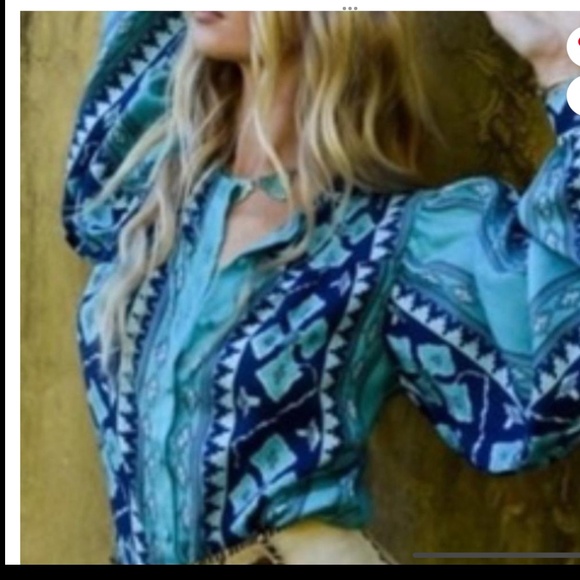 Chasing Unicorns All You Need Is Love IKAT Blouse Small - Picture 2 of 9